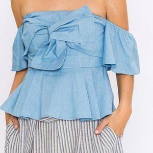 BNWT Off Shoulder Chambray Top Sz L